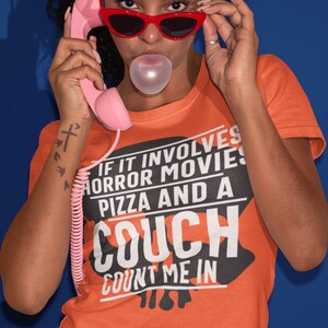 Funny Halloween TShirt, Halloween Movies, Scary Movies, Spooky Season Shirt, Horror Movies, Pizza Shirt, Movie Night