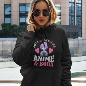 Sudadera con capucha de anime, GFriend KPop, camisa de anime, ramen, boba, regalo de anime, solo una chica que ama el anime, camisa de anime, regalo de anime, sudadera con capucha de hasta 5XL
