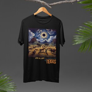 Eclipse 2024 Path of Totality Tshirt, Texas Design, Solar Eclipse Souvenir Tee, USA Event Shirt, Plus Size Shirt, Cowboy Gift image 7