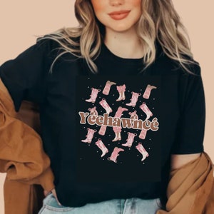 Yeehawncé Coquette Western Tshirt Feminine Cowboy Pink Aesthetic Texas Hold 'Em Inspired, Plus Size Shirt, Cowgirl Gift image 3