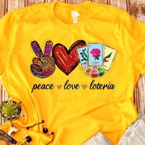 Peace Love Loteria TShirt, Mexican Bingo Shirt