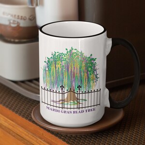 Mardi Gras Bead Tree Coffee Mug, Bead Tree, Mardi Gras Tree Coffee Mug, Large Coffee Mug, New Orleans, Coffee Lover Mug, Coffee Gift image 5