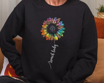 Lunch Lady Sunflower Sweatshirt, School Nutrition Heroes, Unisex Heavy Blend Crewneck Sweatshirt,