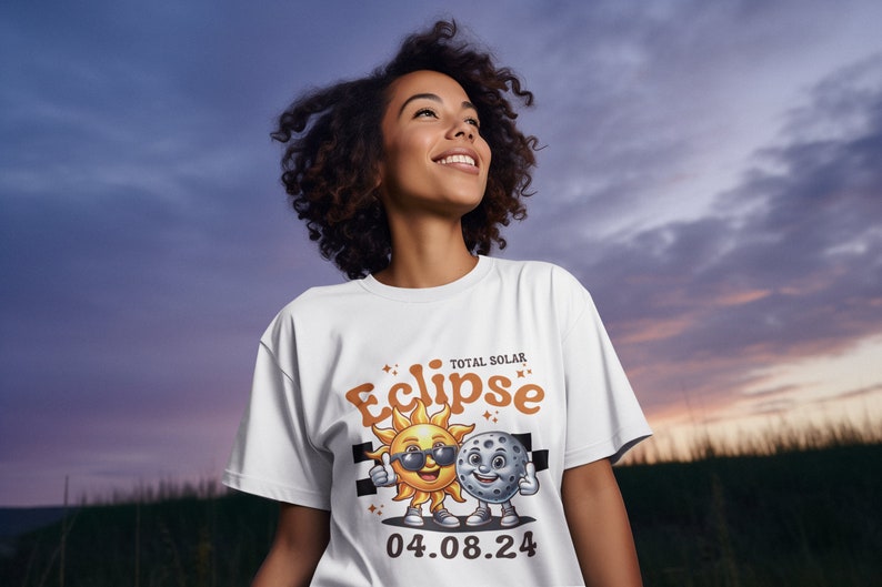 Eclipse 2024 Path of Totality Tshirt, Retro Design, Total Solar Eclipse Souvenir Tee, USA Event Shirt, Plus Size Shirt, Texas image 3