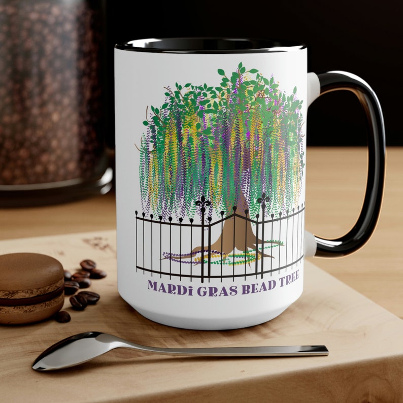 Mardi Gras Bead Tree Coffee Mug, Bead Tree, Mardi Gras Tree Coffee Mug, Large Coffee Mug, New Orleans, Coffee Lover Mug, Coffee Gift image 9