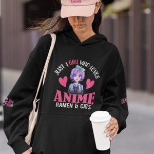 Sudadera con capucha de anime, GFriend KPop, camisa de anime Kpop, Ramen, Boba, BTS, Just a Girl Who Loves Anime, camisa de anime, regalo de anime, sudadera con capucha de hasta 5XL