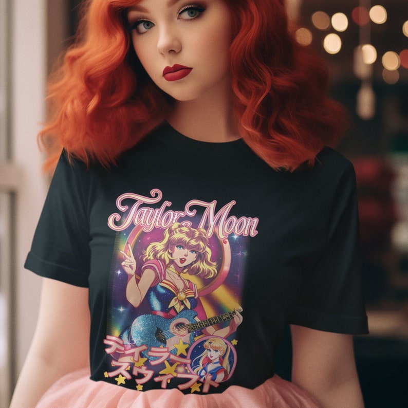 Taylor Moon Shirt, Anime Cartoon Shirt, Swift Tshirt, Moon Scout, Swiftie Plus Size, Swiftie Gift for Mom, Eras Karma Midnights Speak Now image 1