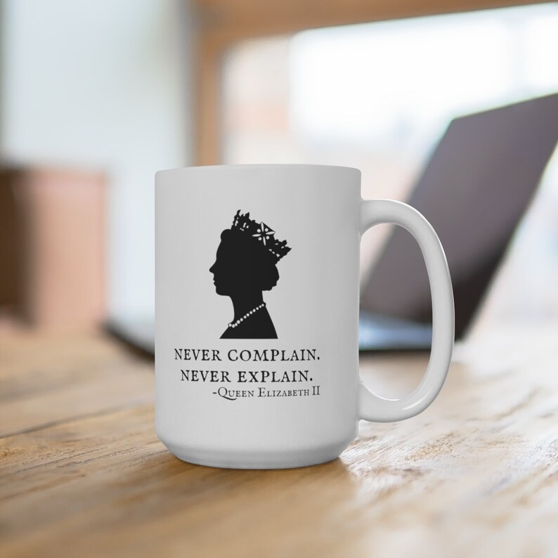 Queen Elizabeth Mug, RIP Queen Elizabeth, Her Majesty the Queen Mug Rest in Peace Queen of England Mug, Large Coffee Mug, Pumpkin Spice Mug, image 2