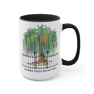 Mardi Gras Bead Tree Coffee Mug, Bead Tree, Mardi Gras Tree Coffee Mug, Large Coffee Mug, New Orleans, Coffee Lover Mug, Coffee Gift image 8