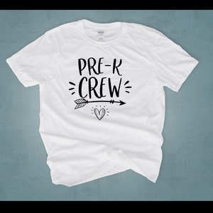 Pre-K Crew Kurzarm T-Shirt, Pre-K Shirt, Pre-Kindergarten Shirt, Lehrer Geschenk, Zurück zur Schule
