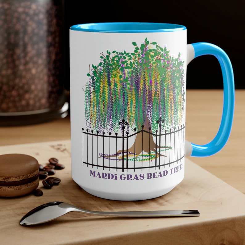 Mardi Gras Bead Tree Coffee Mug, Bead Tree, Mardi Gras Tree Coffee Mug, Large Coffee Mug, New Orleans, Coffee Lover Mug, Coffee Gift image 6