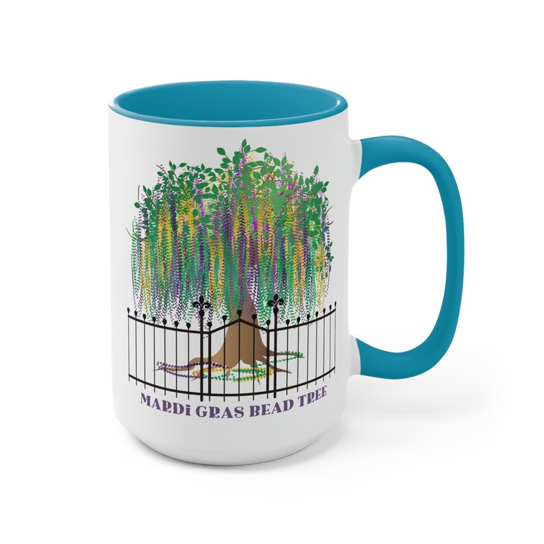 Mardi Gras Bead Tree Coffee Mug, Bead Tree, Mardi Gras Tree Coffee Mug, Large Coffee Mug, New Orleans, Coffee Lover Mug, Coffee Gift image 4