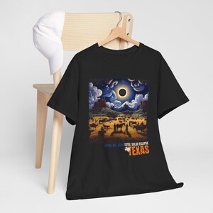 Eclipse 2024 Path of Totality Tshirt, Texas Design, Solar Eclipse Souvenir Tee, USA Event Shirt, Plus Size Shirt, Cowboy Gift image 2