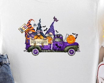 Halloween Gnome Shirt, Halloween Shirt, Witchy Shirt, Spooky Season Shirt, Halloween Gnome Tshirt, Halloween Truck with Gnomes