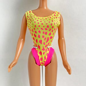 Vintage Bath Magic Barbie Bathing Suit 1991, Barbie Clothes, Genuine Mattel Clothing, Yellow Doll Swimsuit, 11.5in Doll