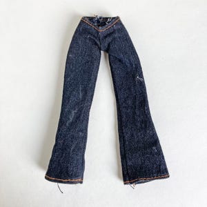 Vintage Bratz Flare Jeans: Dark Blue Denim Doll Clothes