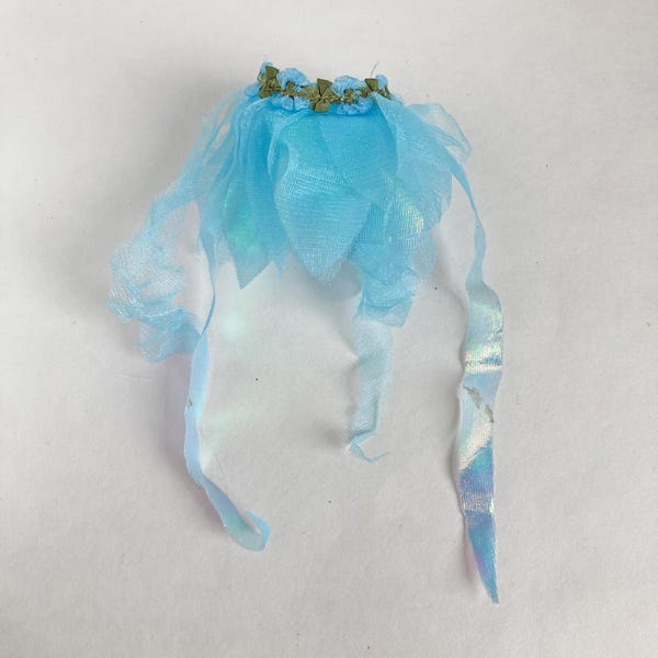 Vintage Fairytopia Barbie Fairy Skirt: 2001 Blue Sparkle Floral Tulle Skirt
