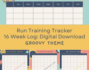 Niedlicher Run Tracker 16 Week, PNG und PDF zum Ausdrucken | Runner Girl Tracker | Marathon Trainings Tracker | Halb-Marathon Tracker