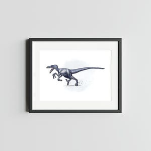 VELOCIRAPTOR 5 x 7 dinosaure impression d'art décoration d'art de dinosaure pour la maison impression d'art de carte postale de dinosaure Carte postale d'art aquarelle de dinosaure