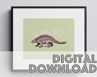 ANKYLOSAURUS Dinosaur Print, Printable Art Print, Digital Art Print, Instant Download, Dinosaur Gifts, Dinosaur Poster, Digital Wall Art