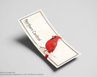 NORTHERN CARDINAL Bird Bookmark, Paper Bookmark, Gift for Bookworms, Gift for Readers, Gift for Book Lovers, Bird Art, Bird Illustration