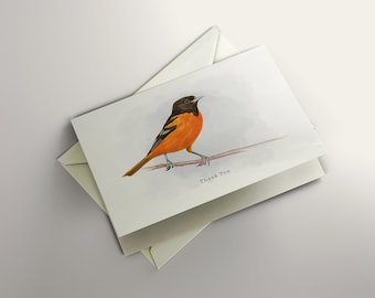 BALTIMORE ORIOLE Blank Greeting Card, Oriole Thank You Card, Bird Greeting Card, Card for Any Occasion, Cute Bird Card, Oriole Blank Card