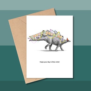 Carte d'anniversaire dinosaure, carte d'anniversaire dinosaure, carte d'anniversaire stégosaure, carte d'anniversaire vierge, carte d'anniversaire pour enfant, carte pour geeks