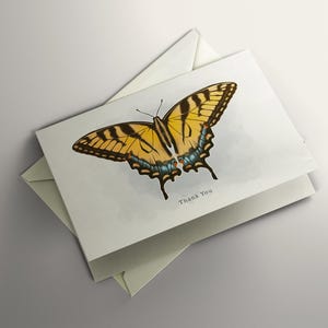 Carte de remerciement papillon tigre de l'Est Carte de voeux minimaliste Carte de remerciement Carte de correspondance papillon Carte de remerciement printanière