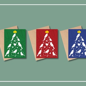 Jeu de cartes de Noël oiseaux, carte de Noël vierge, carte de voeux vierge, carte de vœux, carte de voeux de vacances, carte de Noël cardinal, pie