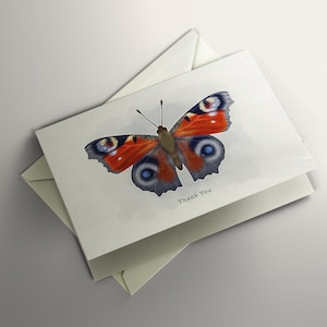 Carte de remerciement PAPILLON paon Carte de voeux minimaliste Cartes de remerciement Carte de voeux papillon Carte de remerciement printanière