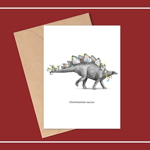 CHRISTMASTREE-SAURUS Carte de Noël dinosaure, carte de Noël vierge, carte de vœux, carte de voeux dinosaure, carte stégosaure, carte de saison