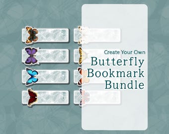 Butterfly Bookmark Bundle: Set of 8 Illustrated Butterflies, Nature Lover Gift