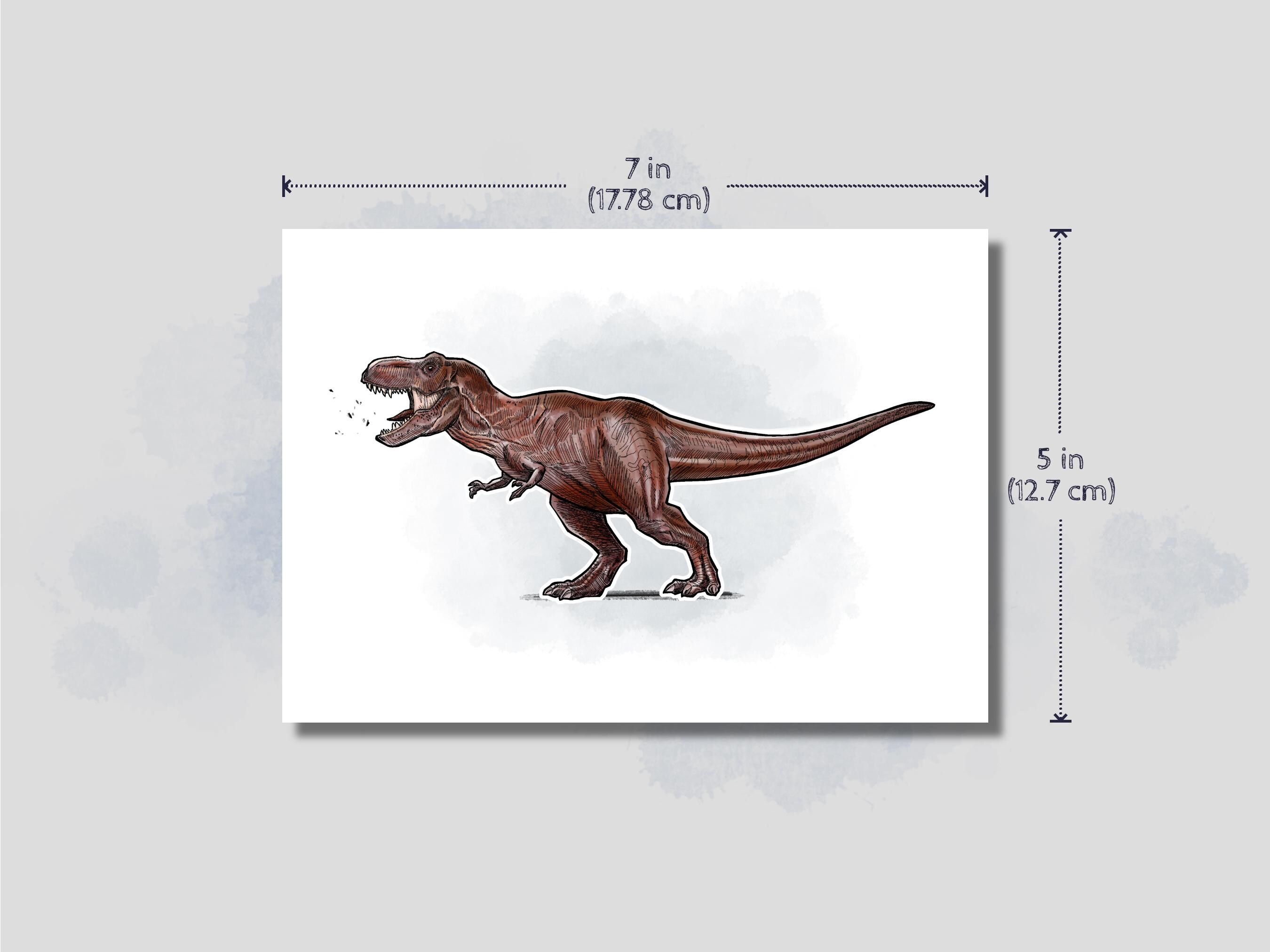 Rex Postcards TYRANNOSAURUS REX 5x7 DINOSAUR Art Print Decor of Dinosaur Artwork for ...