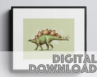 STEGOSAURUS Dinosaur Print, Printable Art Print, Digital Art Print, Instant Download, Dinosaur Gifts, Dinosaur Poster, Digital Wall Art