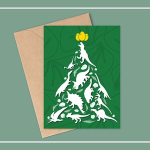 CARTE DE NOL DINOSAURE, Carte de voeux vierge, Carte de Noël vierge, Carte de voeux de vacances, Carte de voeux, Carte TRex, Carte de voeux verte