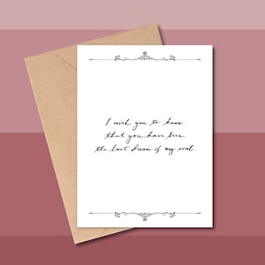 Carte d'anniversaire, carte de voeux d'amour, carte d'anniversaire vierge, citation d'amour célèbre, citation littéraire, carte d'anniversaire ringard