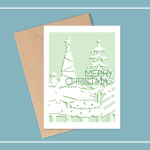 PAPIER Arbres de Noël, Carte de vœux, Carte de voeux vierge, Joyeuses fêtes, Carte de voeux de fin d'année, Carte de sapin de Noël, Arbre à feuilles persistantes