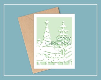 PAPER Trees Christmas Card, Holiday Card, Blank Greeting Card, Happy Holidays, Seasons Greetings, Christmas Tree Card, Evergreen Tree