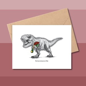 Carte Saint Valentin dinosaure ROMANCESAURUS REX, Saint Valentin dinosaure, Saint Valentin tyrannosaure, Saint Valentin T-Rex, Saint Valentin dinosaure mignon
