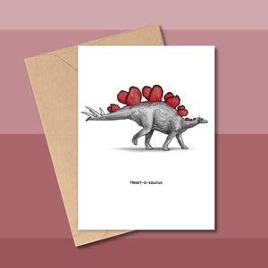 HEART-O-SAURUS Carte de Saint-Valentin dinosaure Carte de Saint-Valentin drôle Carte de voeux Saint-Valentin mignonne Dino cadeau Saint-Valentin