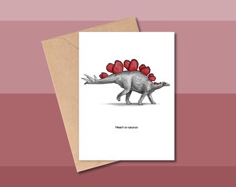 Heart-o-saurus Valentine's Day Card: Funny Dinosaur Greeting Card