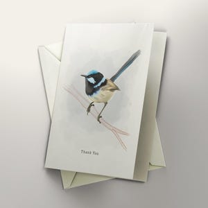 SUPERBE carte de voeux vierge troglodyte des fées, carte de remerciement troglodyte des fées, carte de voeux oiseau, carte minimaliste, carte oiseau mignon, carte vierge troglodyte des fées