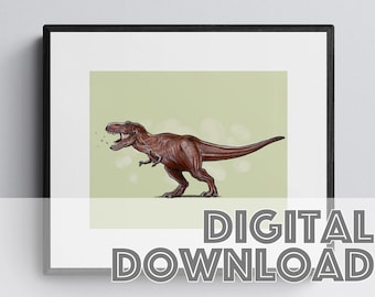 TYRANNOSAURUS REX Dinosaur Print, Printable Art Print, Digital Art Print, Instant Download, Dinosaur Gift, Dinosaur Poster, Digital Wall Art