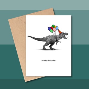 BIRTHDAY-SAURUS REX, Dinosaur Birthday Card, Tyrannosaurus Birthday Card, Birthday Card for Kids, T-Rex Birthday Card, Birthday Card for Boy