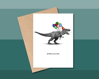BIRTHDAY-SAURUS REX, Dinosaur Birthday Card, Tyrannosaurus Birthday Card, Birthday Card for Kids, T-Rex Birthday Card, Birthday Card for Boy