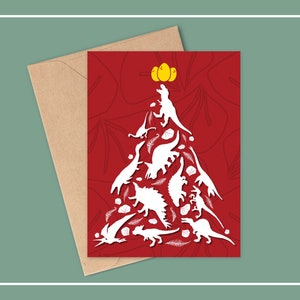 CARTE DE NOL DINOSAURE, carte de vœux, carte de voeux de vacances, carte de Noël vierge, carte de voeux vierge, carte TRex, carte de tyrannosaure