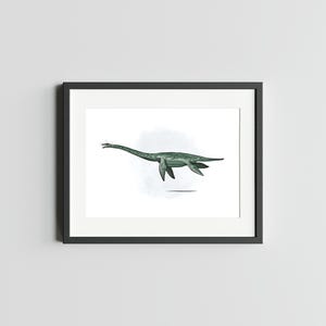 ELASMOSAURUS 5 x 7 dinosaure impression d'art décoration d'intérieur d'oeuvre d'art de dinosaure pour la maison impression d'art de carte postale de dinosaure Carte postale d'art aquarelle de dinosaure
