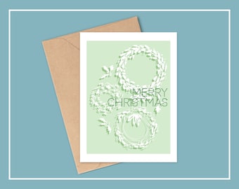 PAPER WREATHS Christmas Card, Holiday Card, Blank Greeting Card, Happy Holidays, Seasons Greetings, Christmas Wreath Card