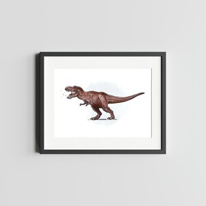 Impression d'art dinosaure TYRANNOSAURUS REX 5 x 7 décoration d'oeuvres d'art de dinosaure pour la maison Impression d'art de carte postale T-Rex Carte postale d'art aquarelle dinosaure