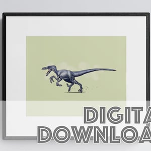 VELOCIRAPTOR Dinosaur Print, Printable Art Print, Digital Art Print, Instant Download, Dinosaur Gifts, Dinosaur Poster, Digital Wall Art